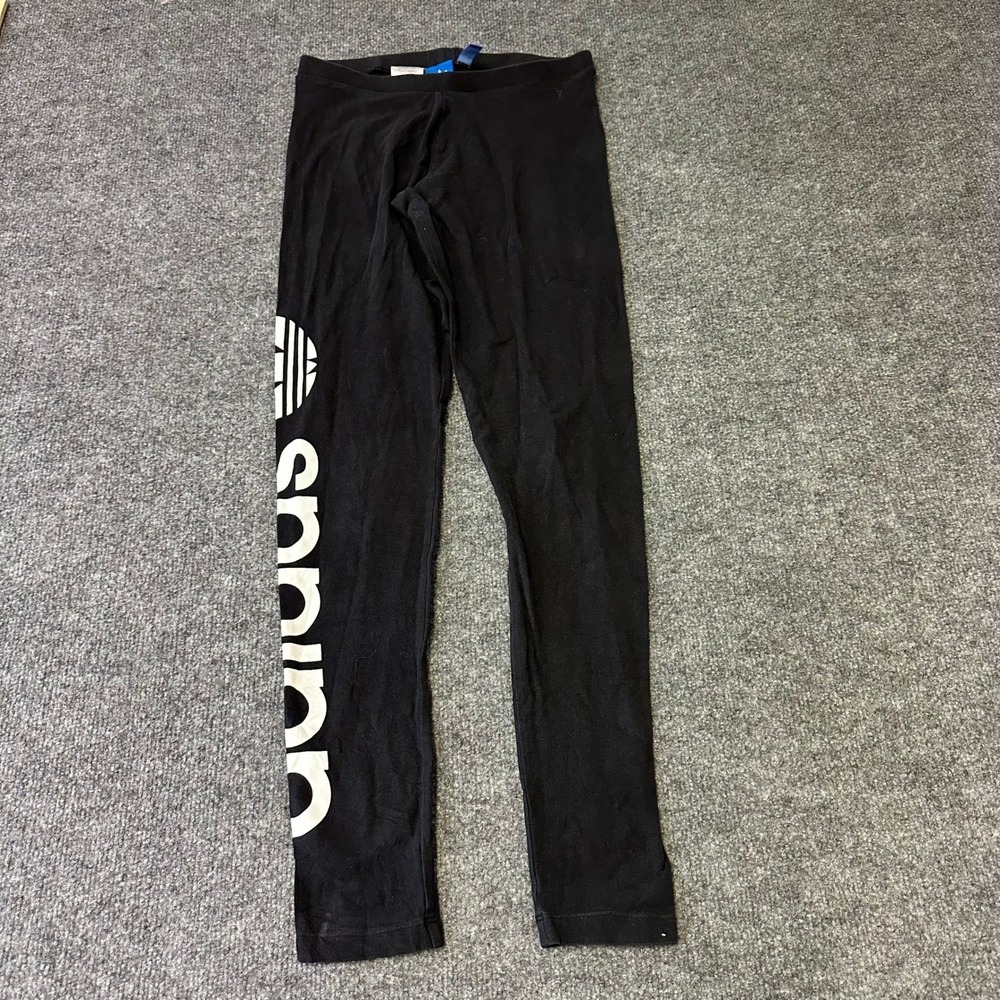 Adidas Leggings Womens Size S Black Originals Trefoil Logo Graphic Slim Athletic